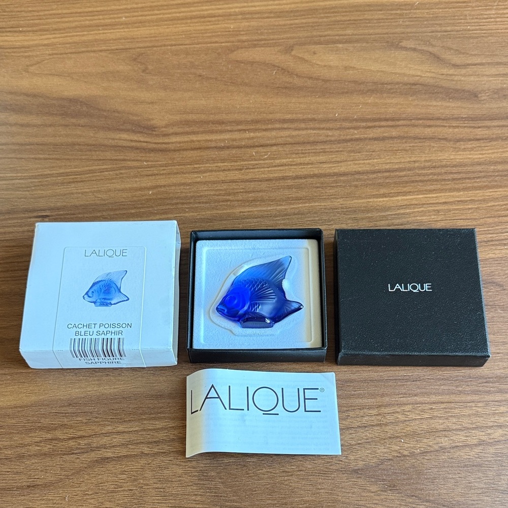 Lalique Sapphire Blue Fish Sculpture